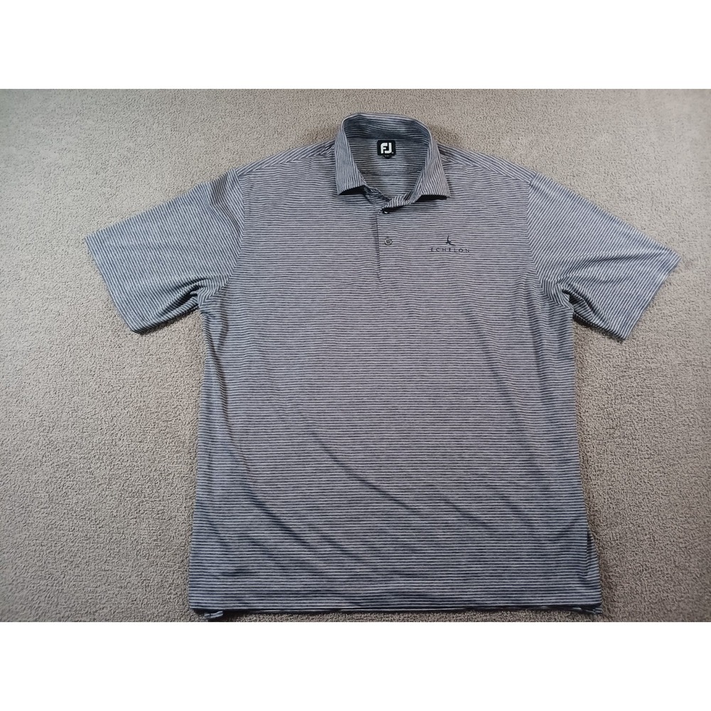 FootJoy FJ Golf Polo Shirt Men's 2XL Gray Stripe Stretch Echelon Performance